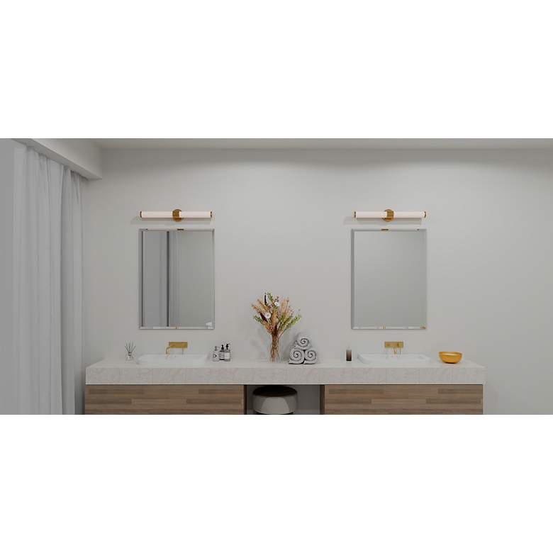 Image 3 Quoizel Kaye 28" Wide Aged Brass LED Bath Light more views