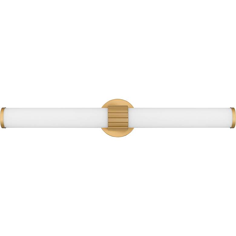Image 4 Quoizel Kaye 28" Wide Aged Brass LED Bath Light more views