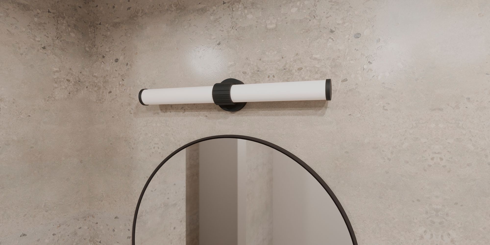 Quoizel Kaye 28" Wide Matte Black White Glass Linear LED Bath Light