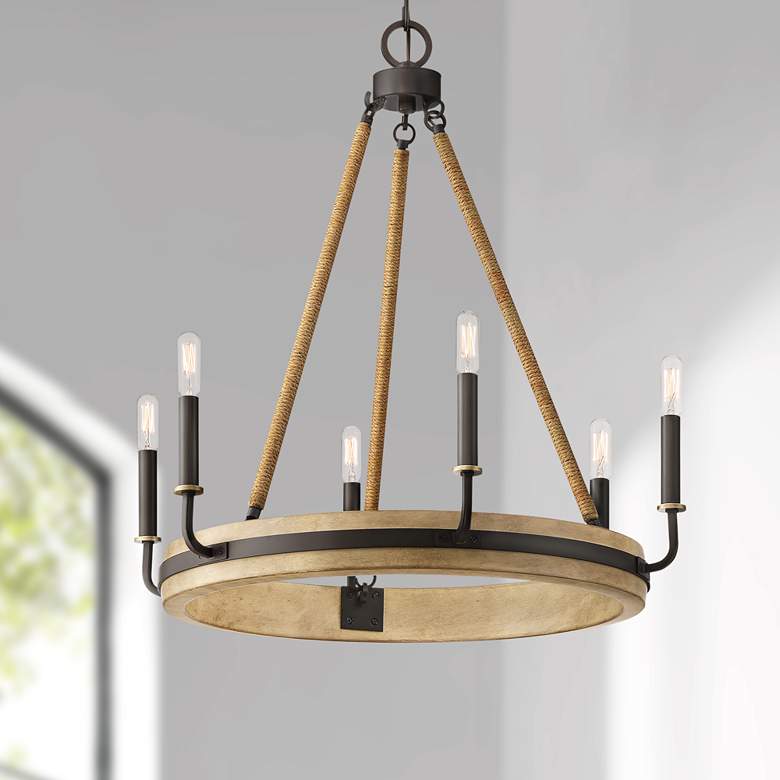 Image 1 Quoizel Kearney 25 1/2"W Western Bronze 6-Light Chandelier