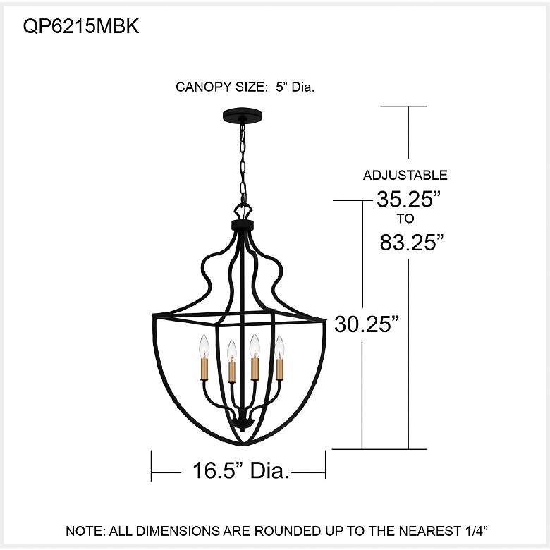 Image 7 Quoizel Keeley 16 1/2" Wide Matte Black 4-Light Pendant more views