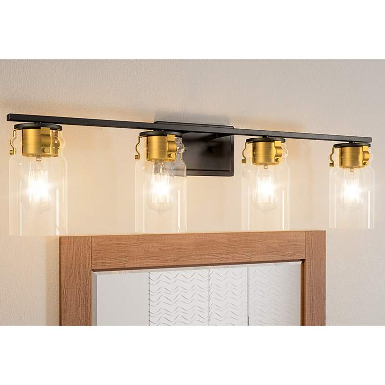 Image 2 Quoizel Keesey 32" Wide Matte Black 4-Light Bath Light