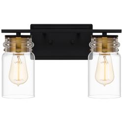 Quoizel Keesey 8 3/4&quot; High Matte Black 2-Light Wall Sconce