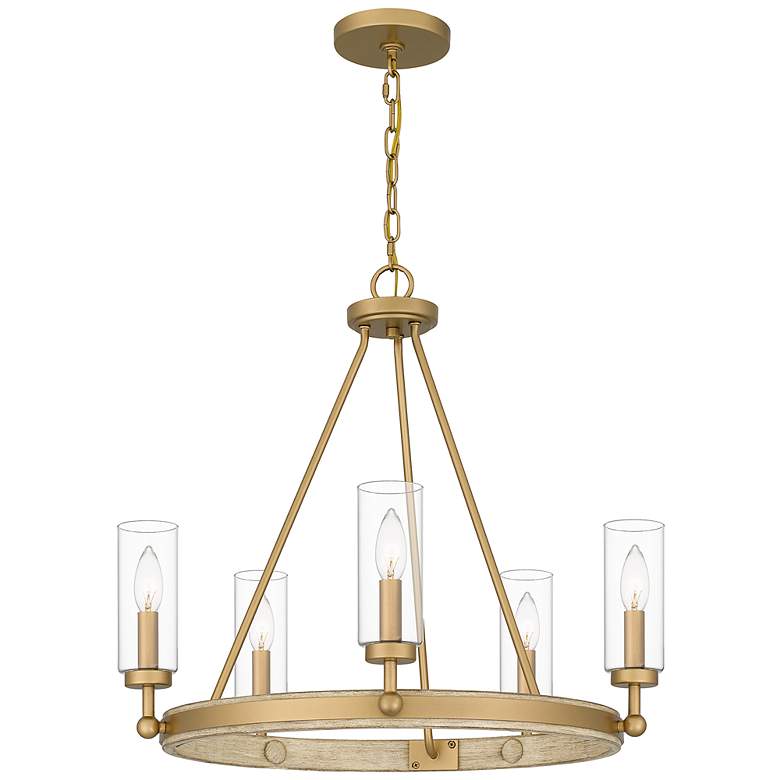Image 2 Quoizel Kelleher 24" Wide 5-Light Nouveau Weathered Brass Chandelier