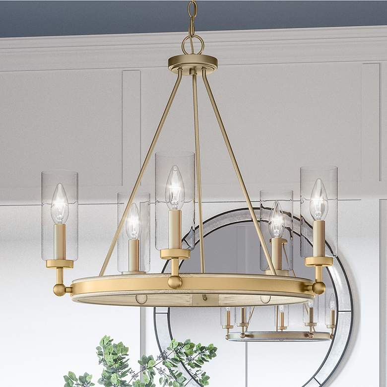 Image 1 Quoizel Kelleher 24" Wide 5-Light Nouveau Weathered Brass Chandelier
