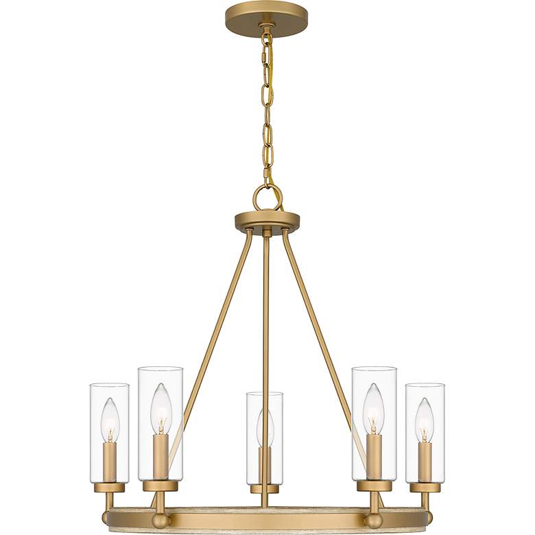 Image 4 Quoizel Kelleher 24" Wide 5-Light Nouveau Weathered Brass Chandelier more views