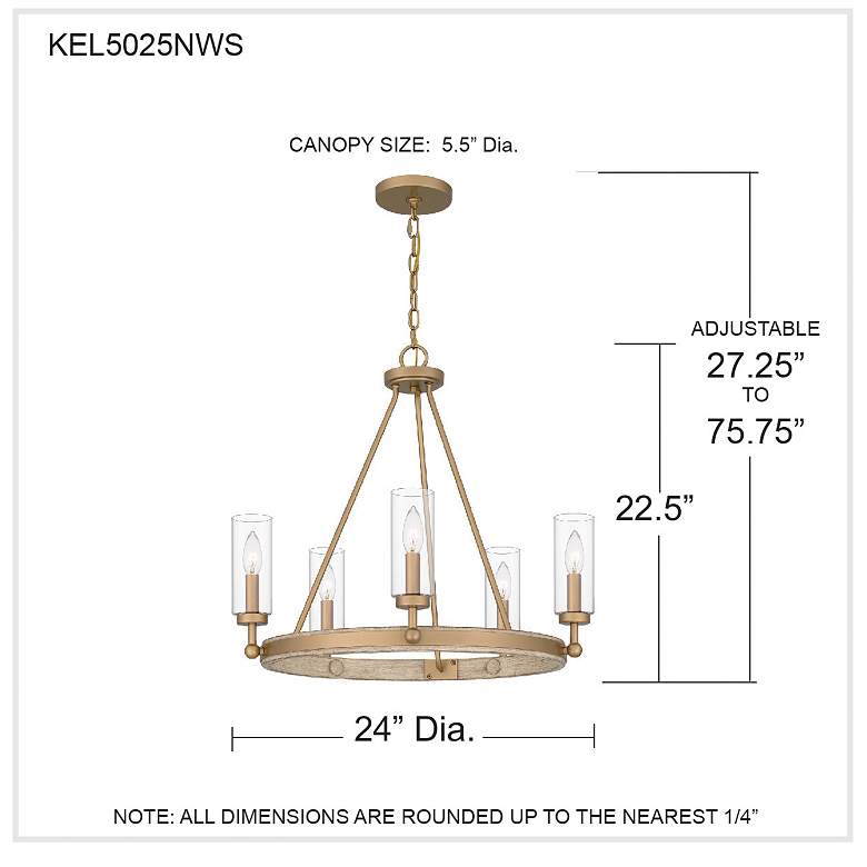 Image 7 Quoizel Kelleher 24" Wide 5-Light Nouveau Weathered Brass Chandelier more views