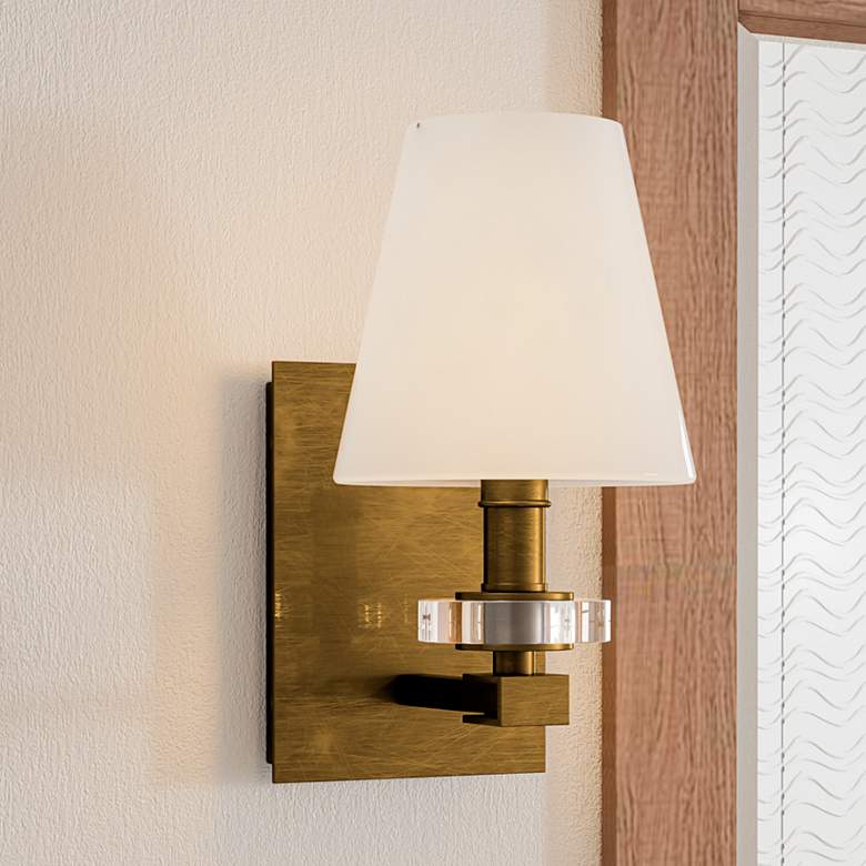 Image 1 Quoizel Kelsey Glen 9 1/2 inch High Weathered Brass Wall Sconce