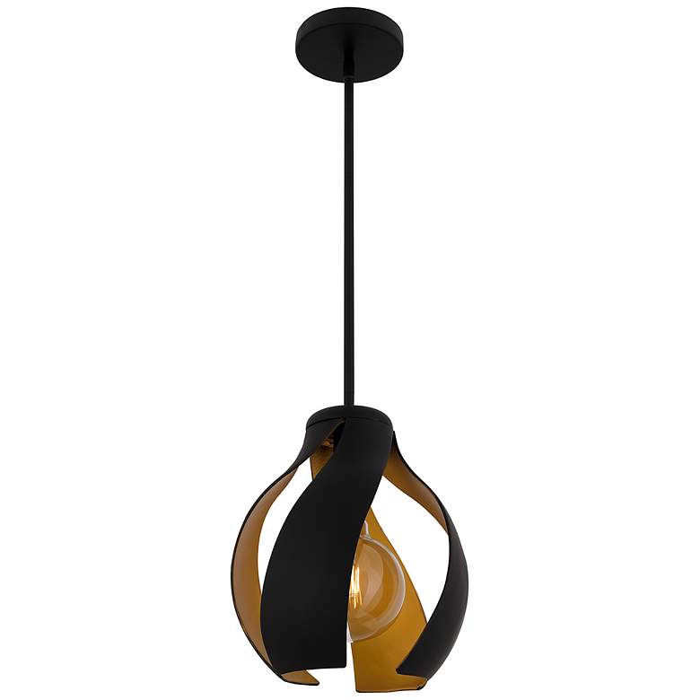 Image 2 Quoizel Kiko 11" Wide Matte Black and Gold Mini Pendant