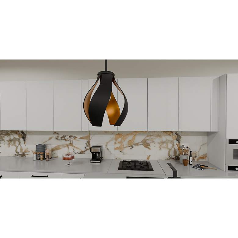 Image 7 Quoizel Kiko 11" Wide Matte Black and Gold Mini Pendant more views