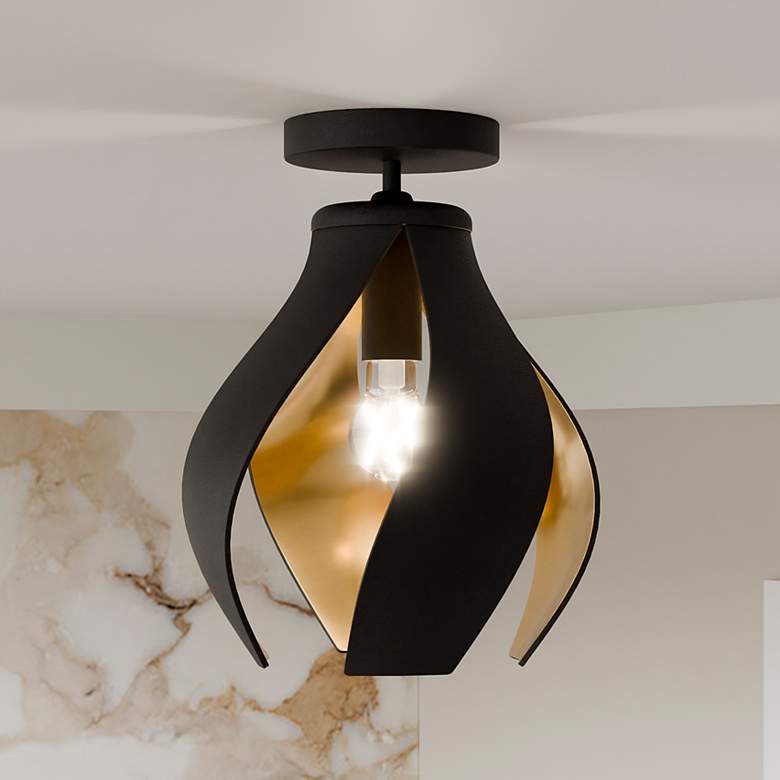 Image 1 Quoizel Kiko 11" Wide Matte Black Ceiling Light