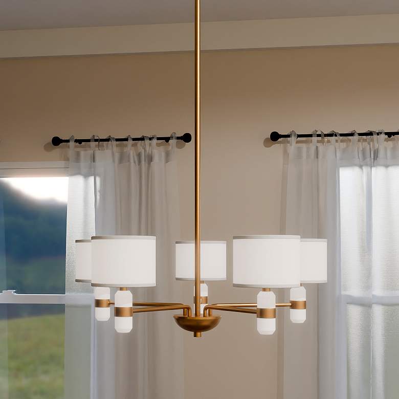 Image 1 Quoizel Kimberly 30" Wide 5-Light Brushed Weathered Brass Chandelier