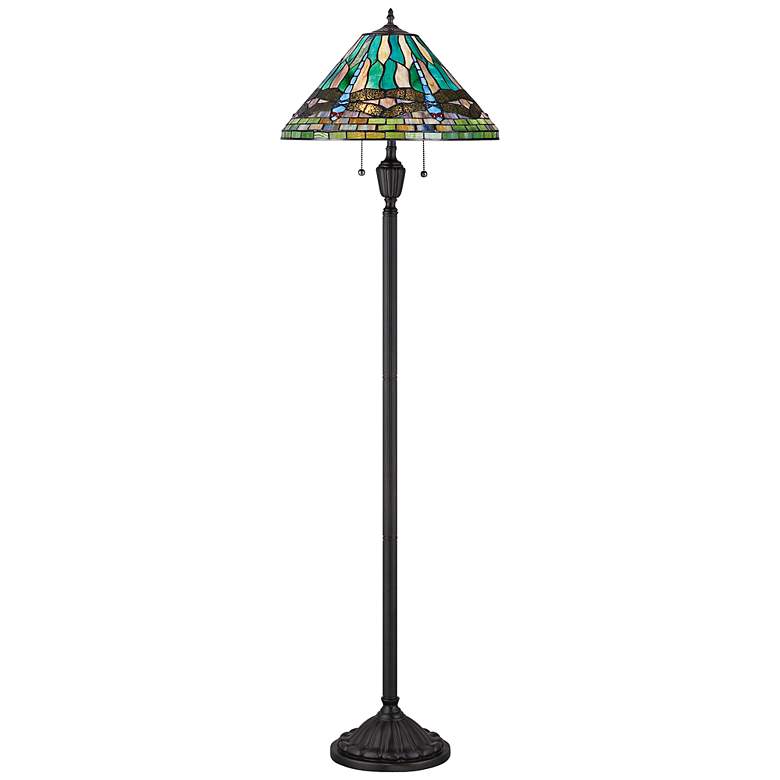 Image 2 Quoizel King Tiffany-Style Vintage Bronze Floor Lamp