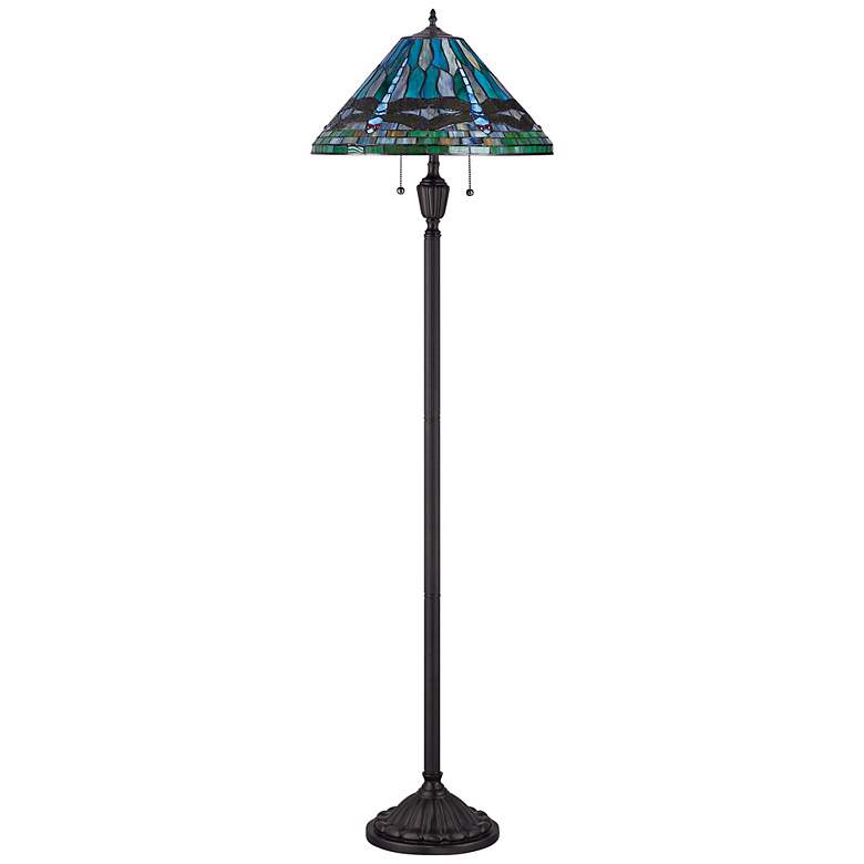 Image 3 Quoizel King Tiffany-Style Vintage Bronze Floor Lamp more views