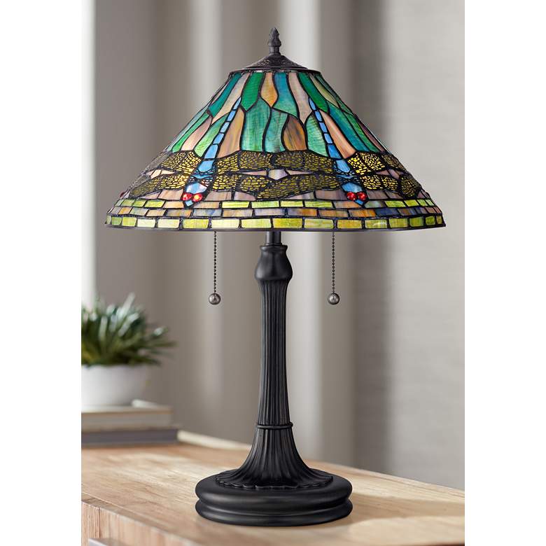 Image 1 Quoizel King Vintage Bronze Tiffany-Style Table Lamp