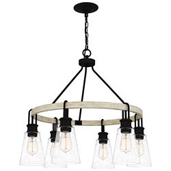 Quoizel Kingsbridge 28" Wide Earth Black 6-Light Ring Chandelier