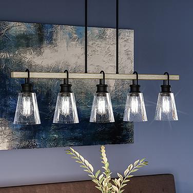 Quoizel Kingsbridge 42"W Earth Black 5-Light Island Pendant