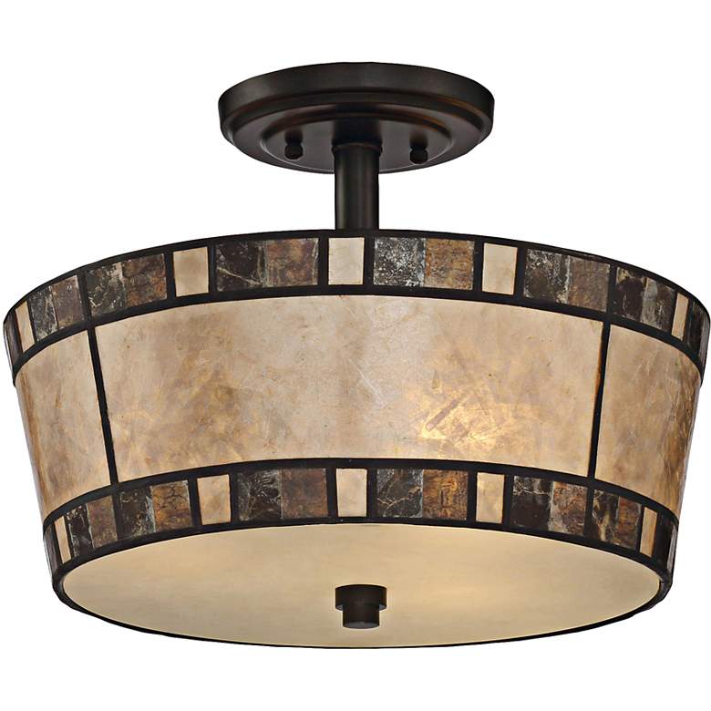 Image 1 Quoizel Kingsford 15 inch Wide Teco Marrone Ceiling Light