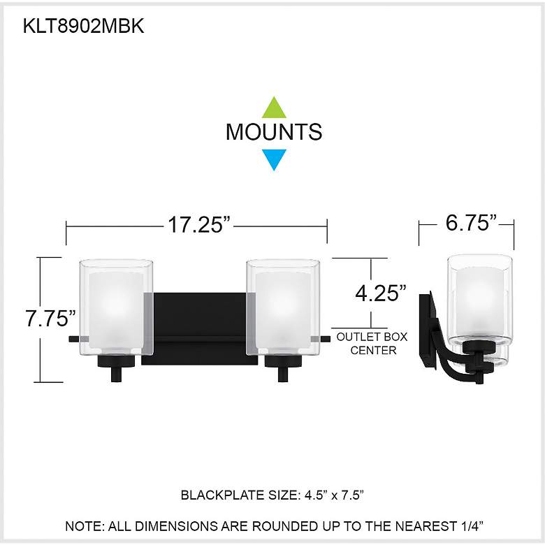 Image 7 Quoizel Kolt 7 3/4" High Matte Black 2-Light Wall Sconce more views