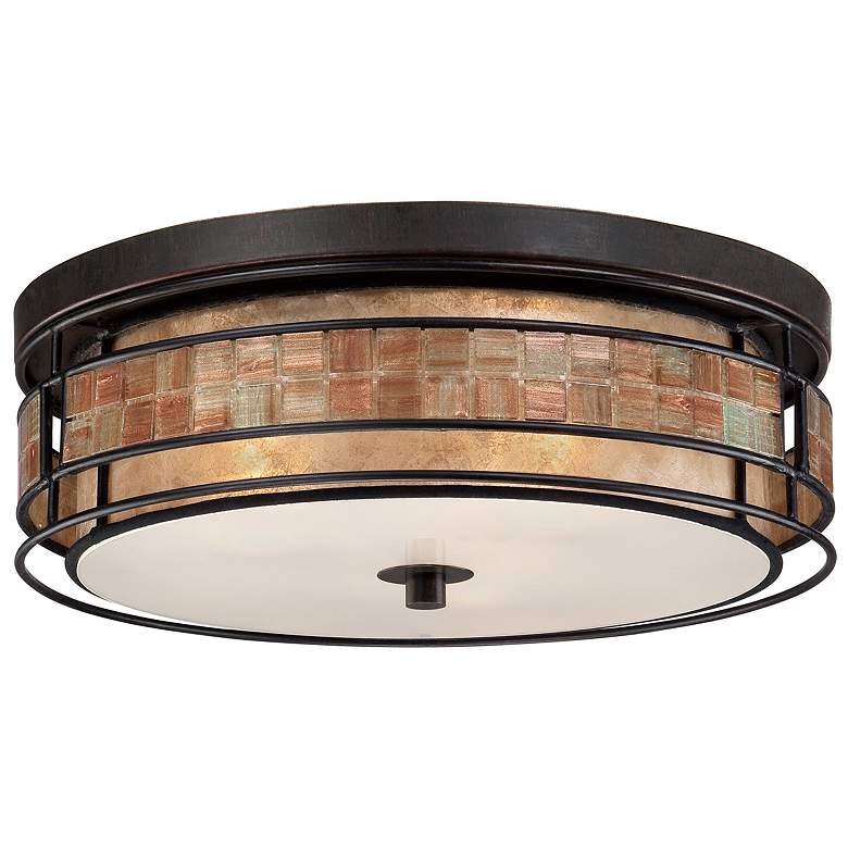 Image 3 Quoizel Laguna 16" Wide Copper Tile and Mica Glass Ceiling Light more views
