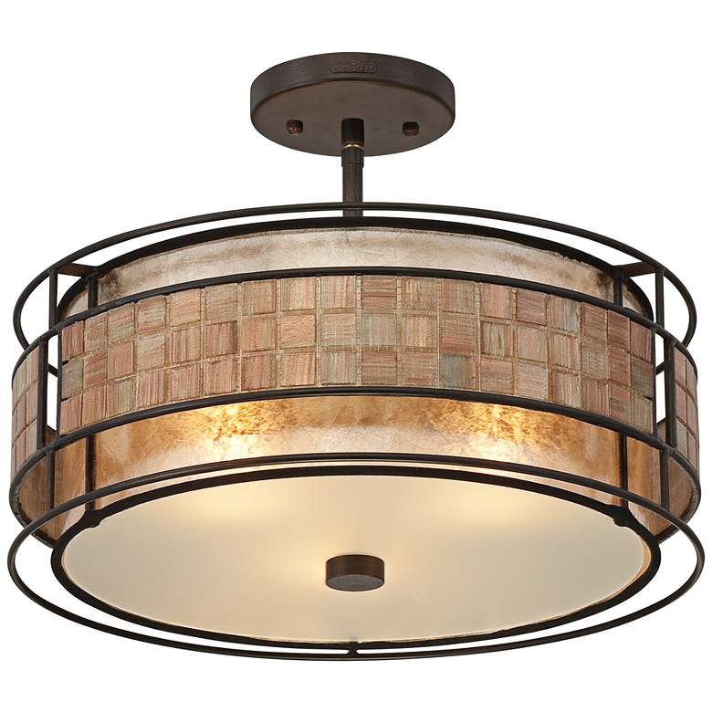 Image 3 Quoizel Laguna 16" Wide Renaissance Copper Glass Shade Ceiling Light more views