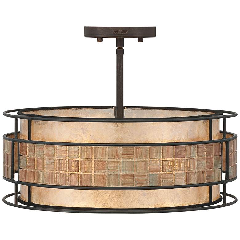 Image 6 Quoizel Laguna 16" Wide Renaissance Copper Glass Shade Ceiling Light more views