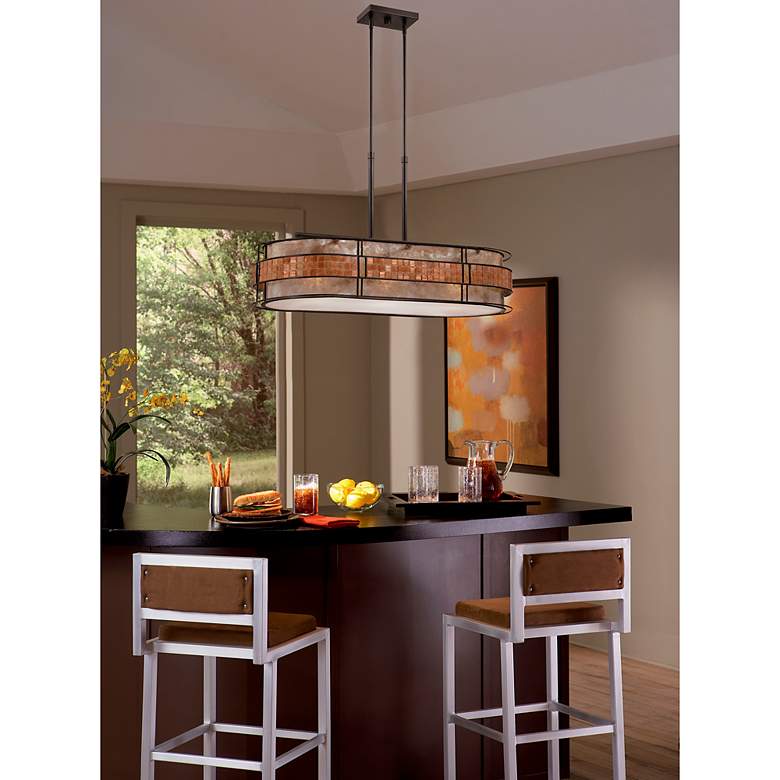 Image 3 Quoizel Laguna 37" Wide Mosaic Tile Oval Island Light Chandelier more views