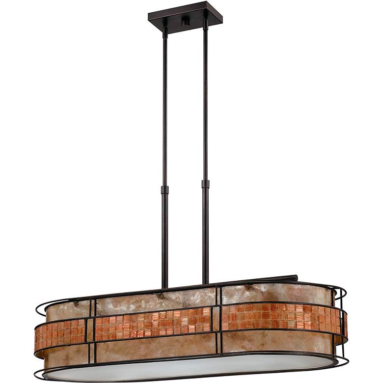 Image 4 Quoizel Laguna 37" Wide Mosaic Tile Oval Island Light Chandelier more views
