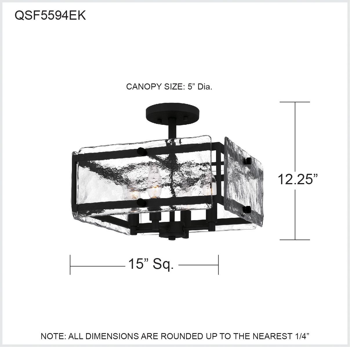 Quoizel Lancer 15" Wide 4-Light Earth Black Semi-Flush Ceiling Light in scene