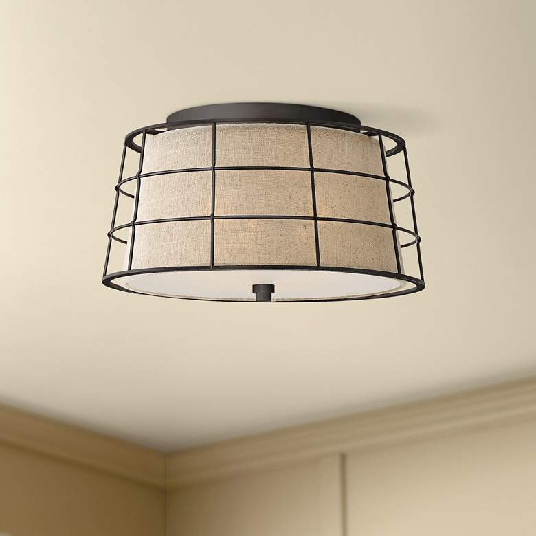 Image 1 Quoizel Landings 16" Wide Mottled Cocoa Ceiling Light