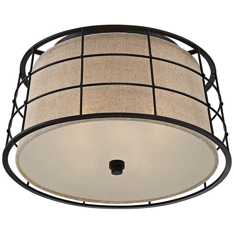 Image 3 Quoizel Landings 16 inch Wide Mottled Cocoa Ceiling Light more views