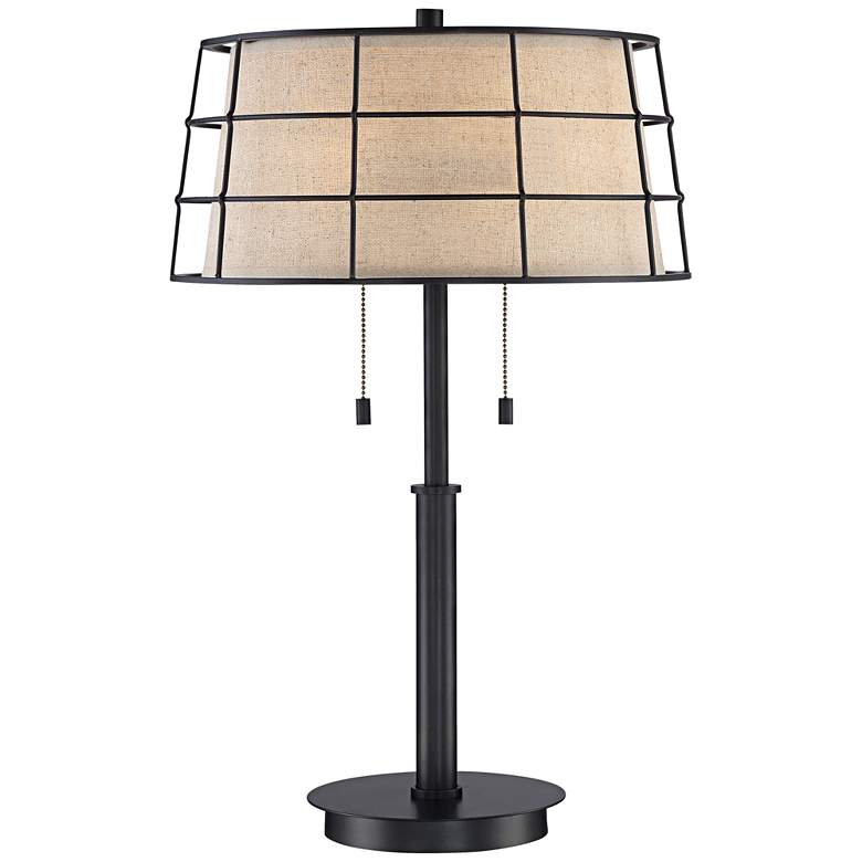 Image 1 Quoizel Landings Mottled Cocoa Open Cage Table Lamp