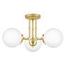1_Quoizel Landry 20 1/2" Wide 3-Light Brass White Globe Ceiling Light