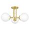 Quoizel Landry 20 1/2" Wide 3-Light Brass White Globe Ceiling Light