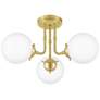 3_Quoizel Landry 20 1/2" Wide 3-Light Brass White Globe Ceiling Light more views