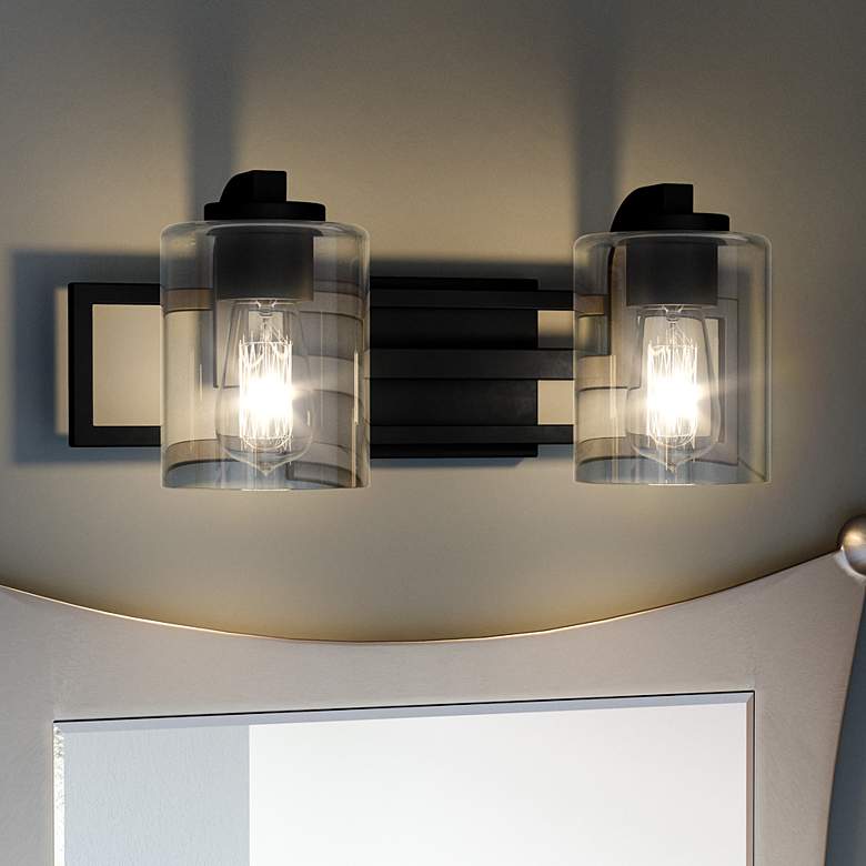 Image 2 Quoizel Lansdowne 7 1/4 inchH Matte Black 2-Light Wall Sconce