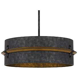 Image5 of Quoizel Lariat 21" Wide 3-Light Old Black Metal Drum Pendant more views