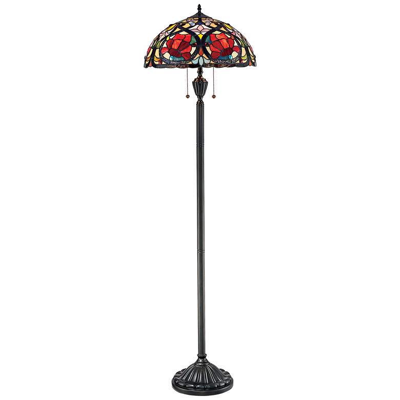 Image 2 Quoizel Larissa 62" Rose Flower Tiffany-Style Art Glass Floor Lamp