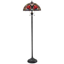 Quoizel Larissa 62" Rose Flower Tiffany-Style Art Glass Floor Lamp