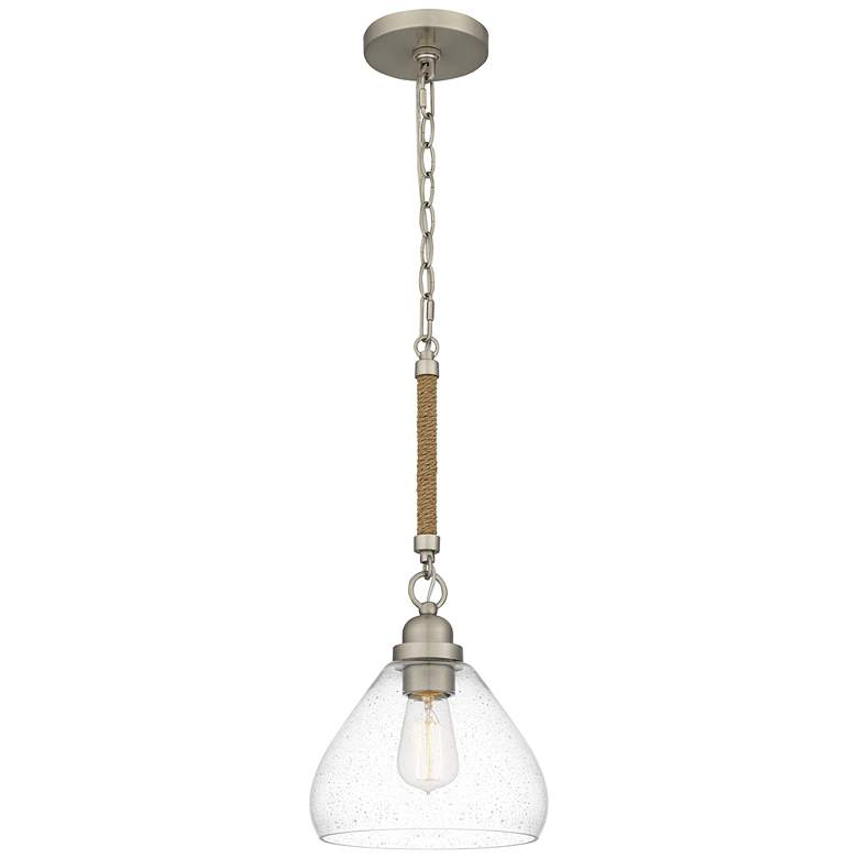 Image 1 Quoizel Laughlin 9" Wide Brushed Nickel Mini Seeded Glass Pendant