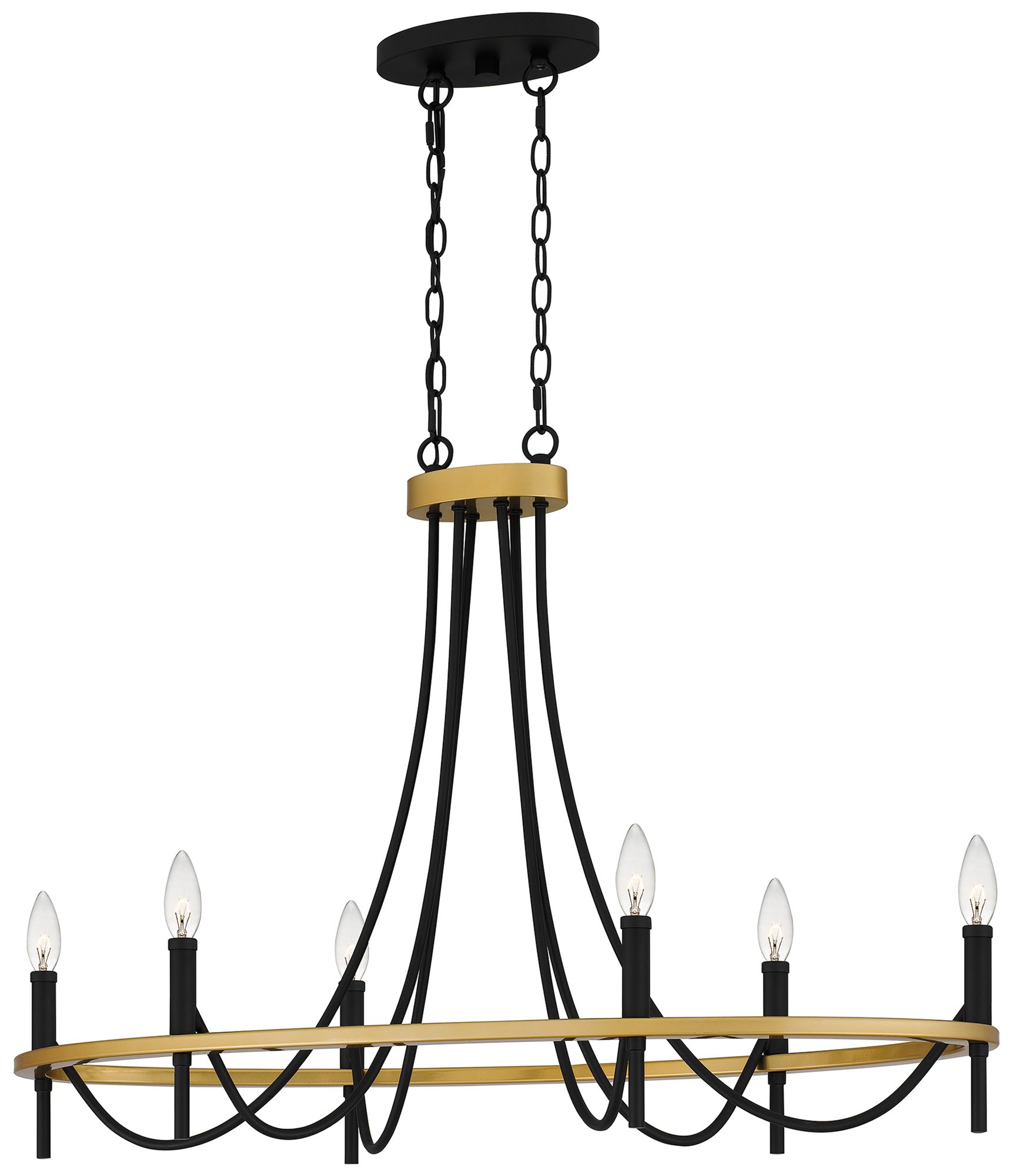 Quoizel Legare 36"W Matte Black 6-Light Island Chandelier