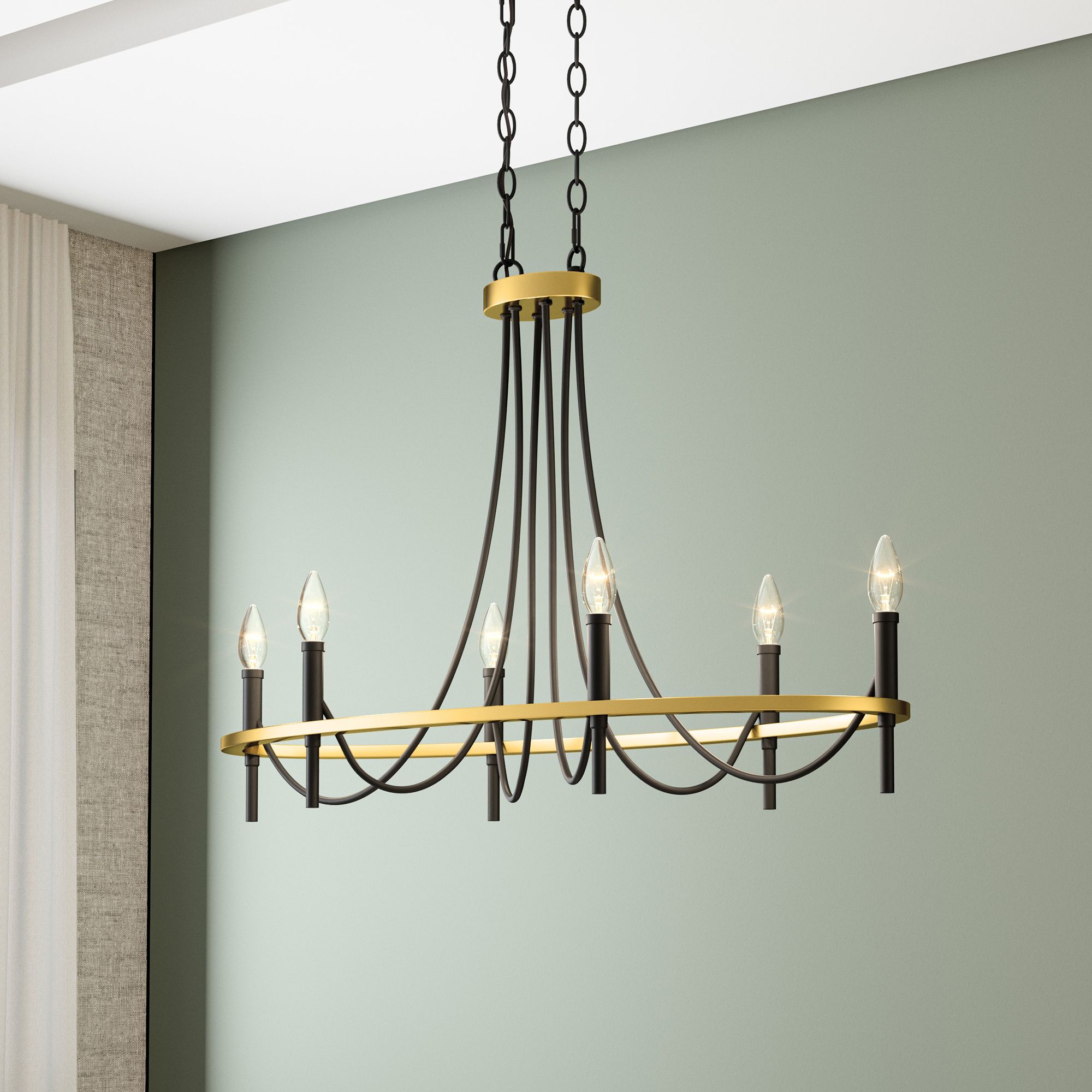 Image Quoizel Legare 36"W Matte Black 6-Light Island Chandelier