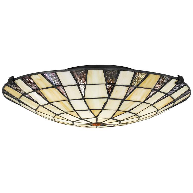 Image 1 Quoizel Legend 16.5 inch Wide Mission Tiffany Style Glass Ceiling Light