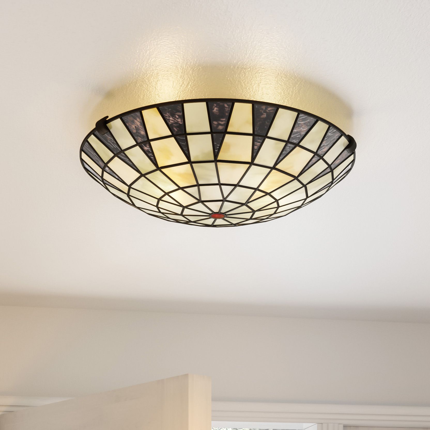 Image Quoizel Legend 16.5" Wide Mission Tiffany Style Glass Ceiling Light