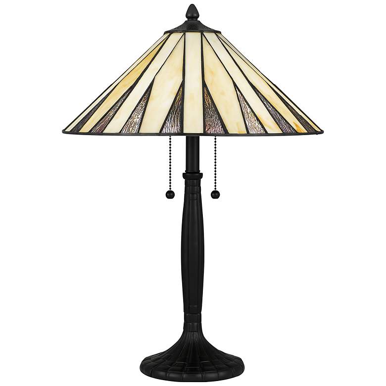 Image 2 Quoizel Legend Matte Black Art Glass Accent Table Lamp