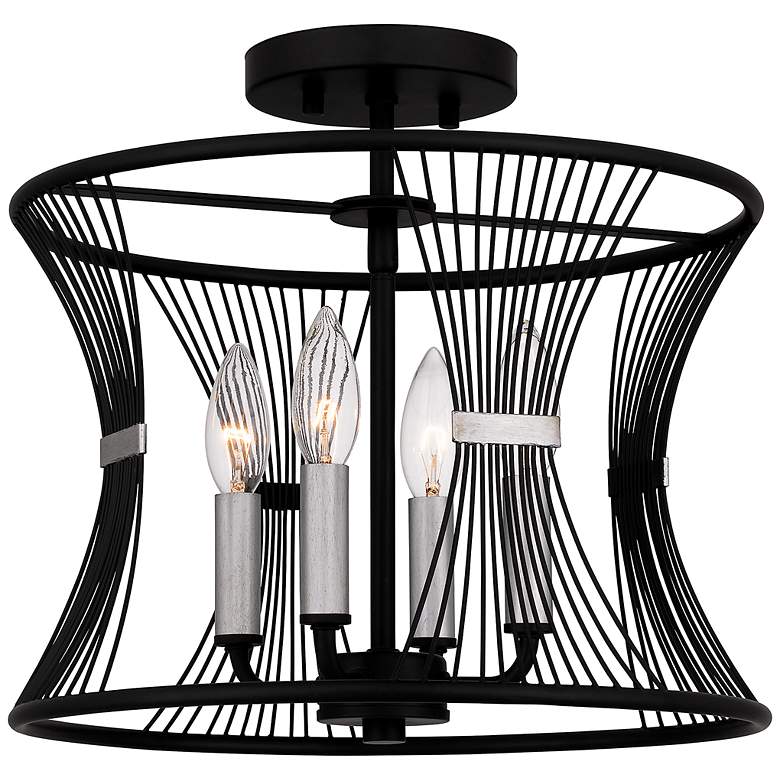 Image 3 Quoizel Leiland 14" Wide Matte Black 4-Light Ceiling Light