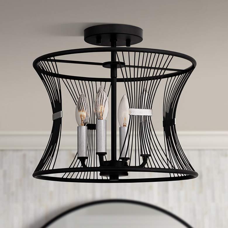 Image 2 Quoizel Leiland 14" Wide Matte Black 4-Light Ceiling Light