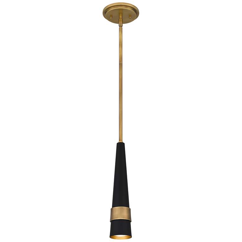 Image 1 Quoizel Lennox 14 inch Weathered Brass and Black Modern LED Mini Pendant