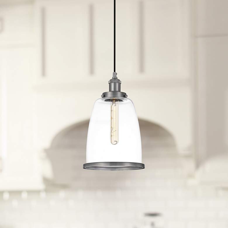 Image 1 Quoizel Leo 8"W Antique Nickel and Clear Glass Mini Pendant
