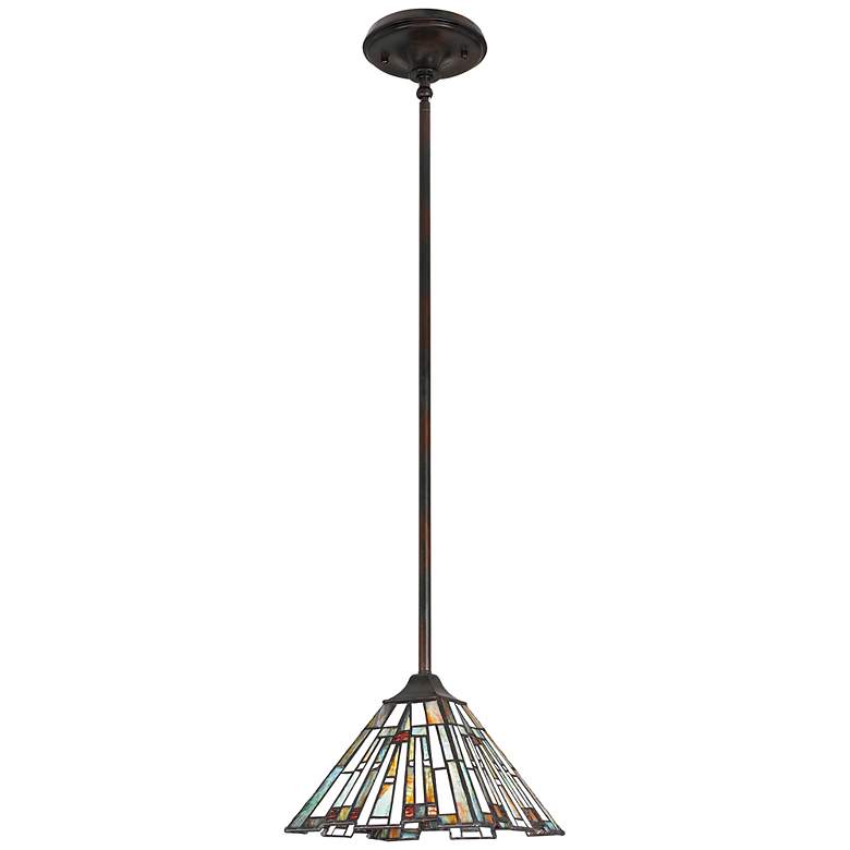 Image 2 Quoizel Lighting Maybeck 8" Wide Bronze Tiffany Glass Mini-Pendant